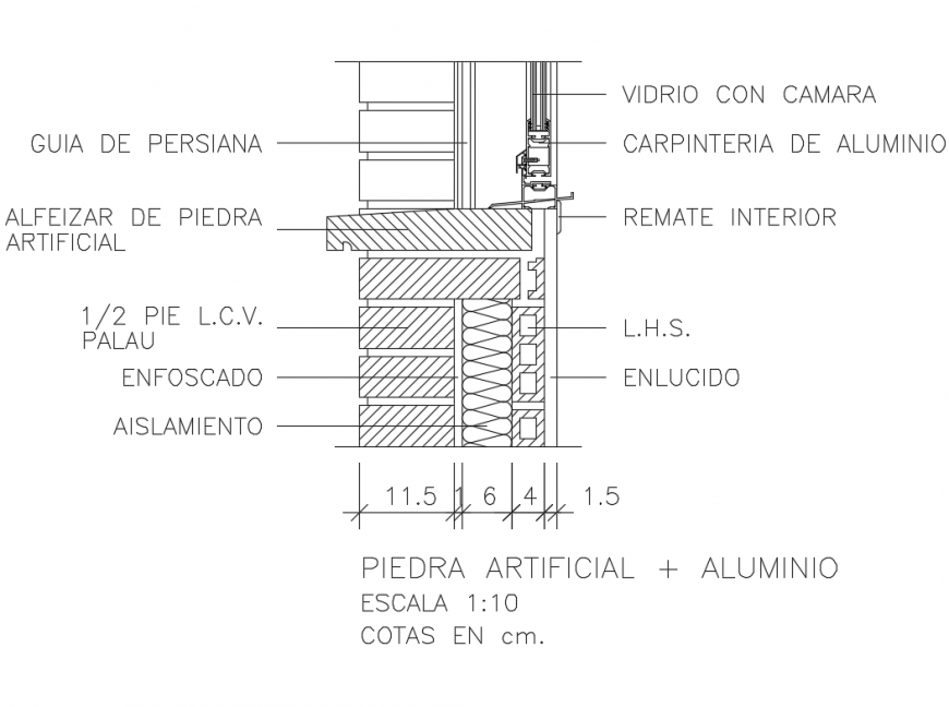 Window installation details of house building dwg file