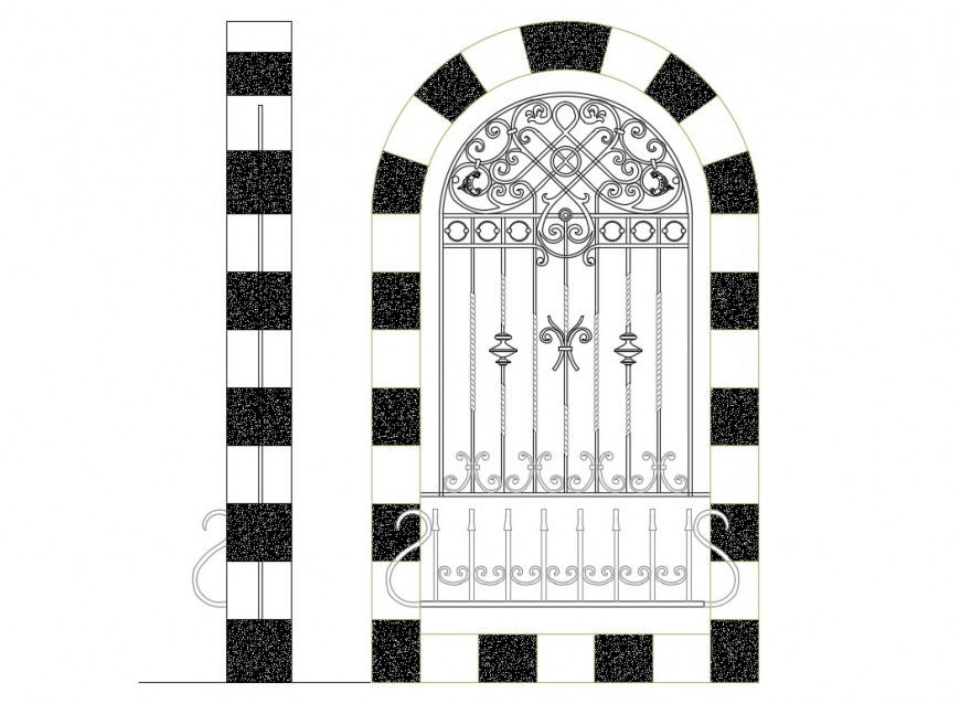 Window model front and side elevation dwg file