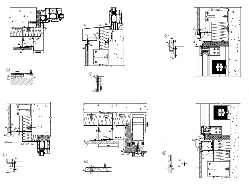 Window section detail elevation 2d view autocad file