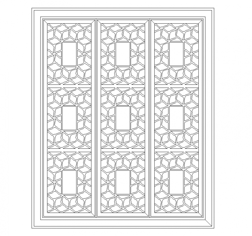 Window structure detail elevation 2d view autocad file