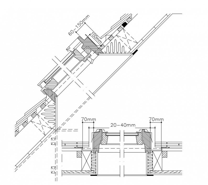 Window veluxtipe framing and installation drawing details dwg file