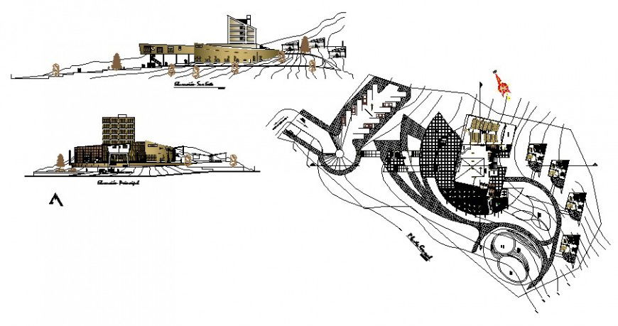 winter holiday center site plan drawing in dwg file.