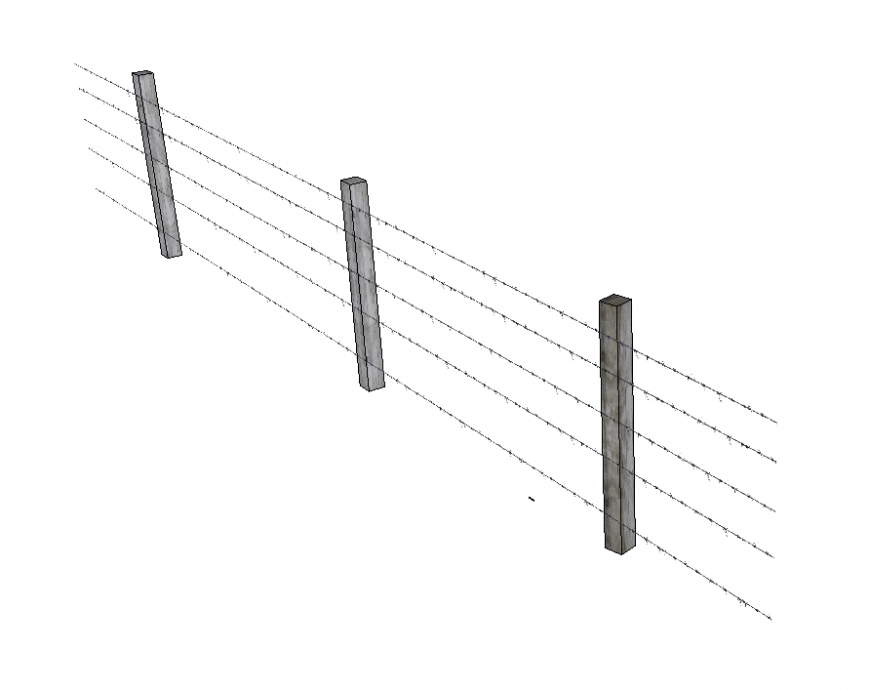 Wire fencing detail elevation CAD blocks sketch-up file
