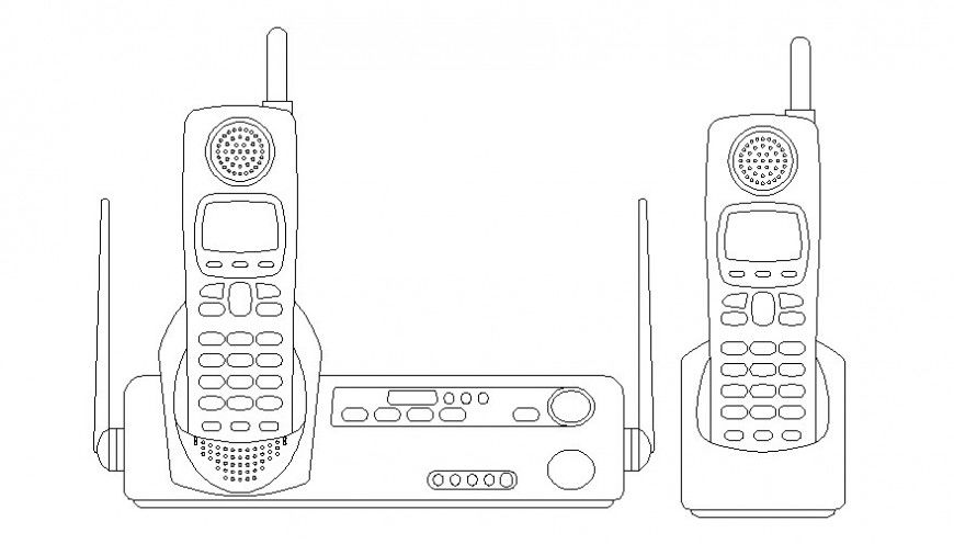 Wireless Phones Electrical CAD Block 2D View Drawing File
