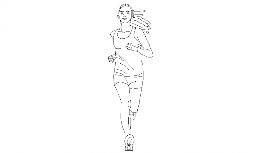 Woman running cad blocks details dwg file