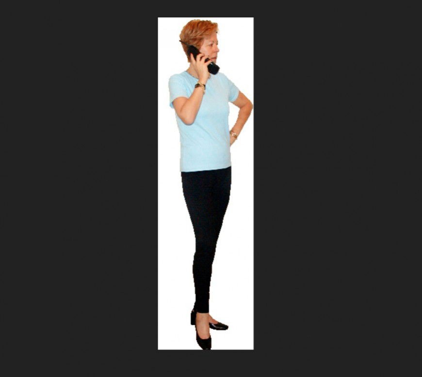Woman talking on phone detail 3d model layout CAD blocks photo file