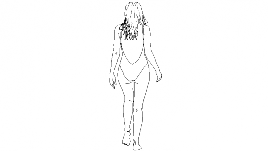 Women in bikini with rear view for AutoCAD block in people dwg file 