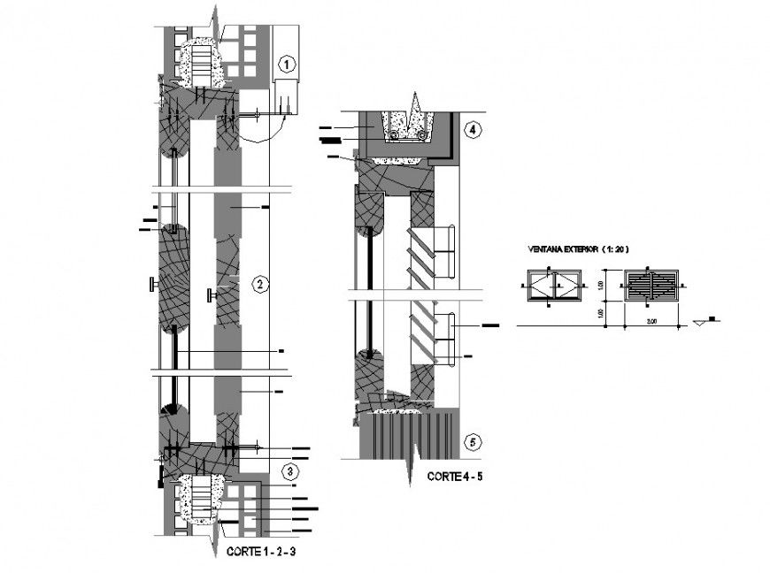 Wood blind window elevation and installation drawing details dwg file