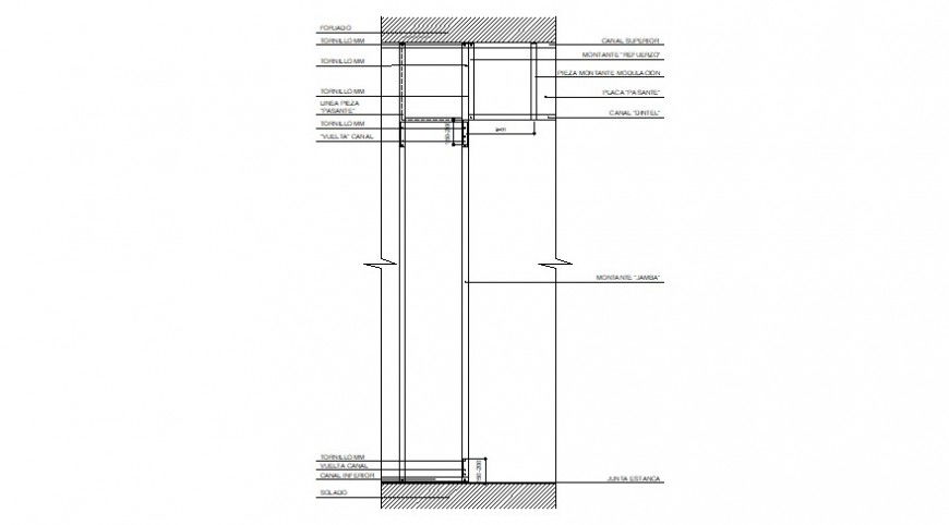 Wood frame for window structure drawing details dwg file