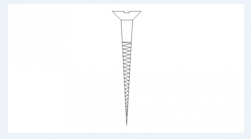 Wood screw front elevation block drawing details dwg file