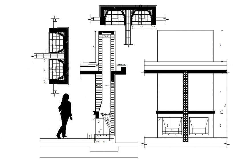 Wood stove section and structure cad drawing details dwg file