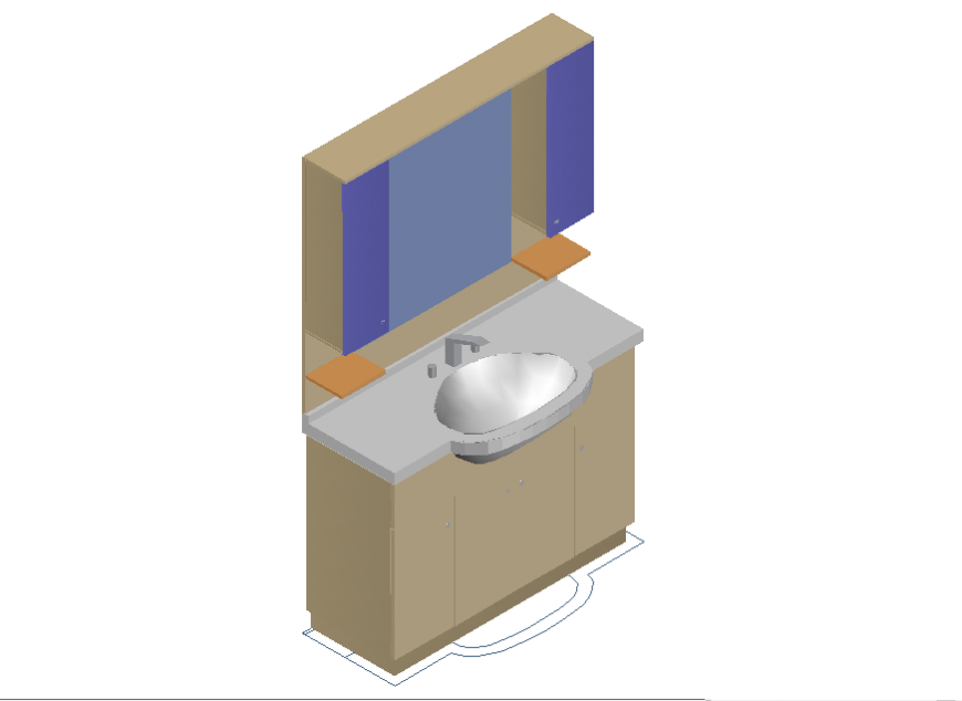 Wooden 3 d sink table autocad file