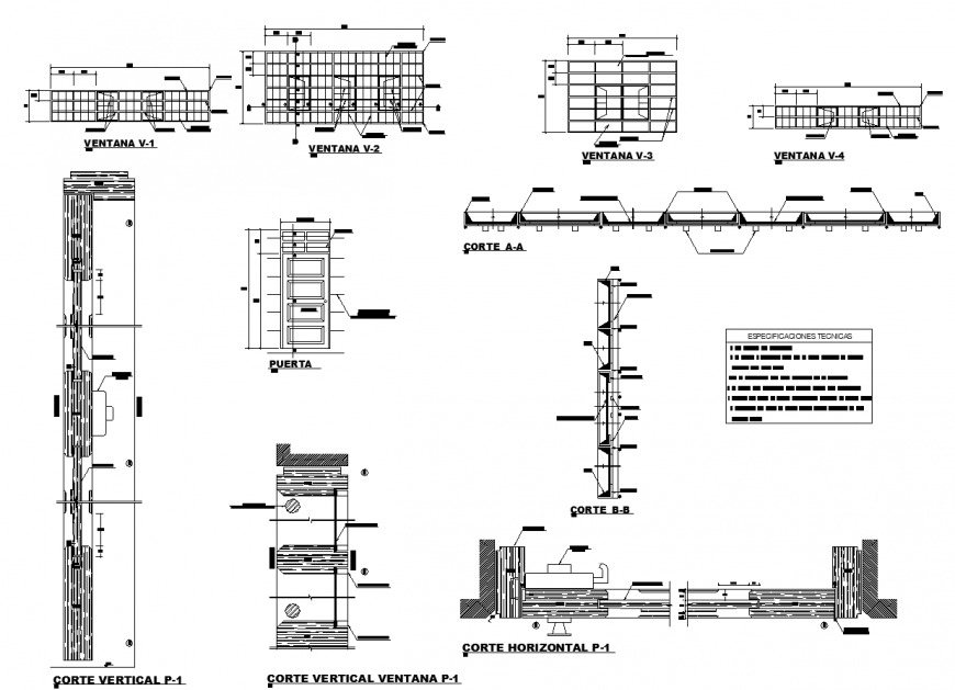 Wooden and glass partition and door in dwg file.
