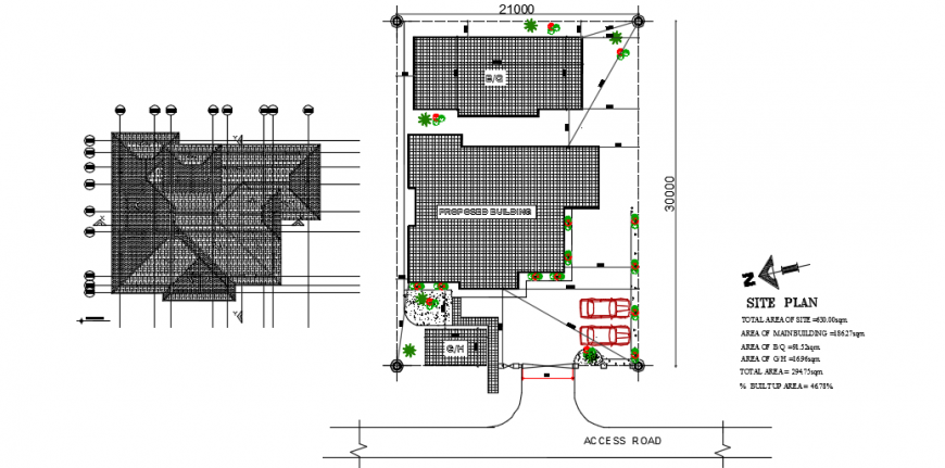 Wooden apartment top view site plan detail dwg file