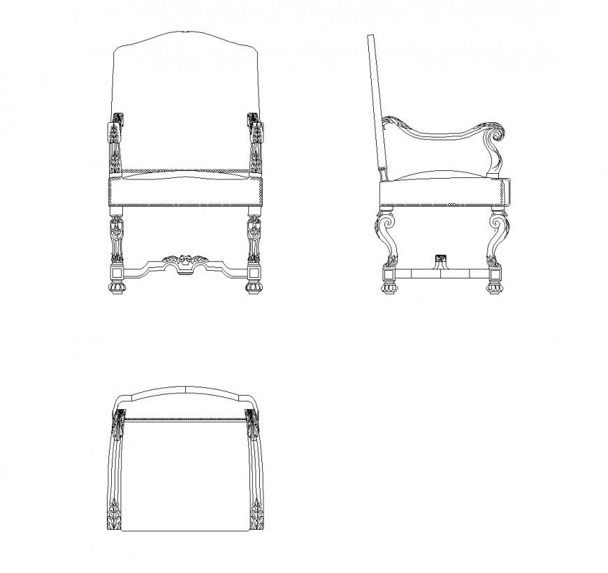 Wooden armchair plan dwg file