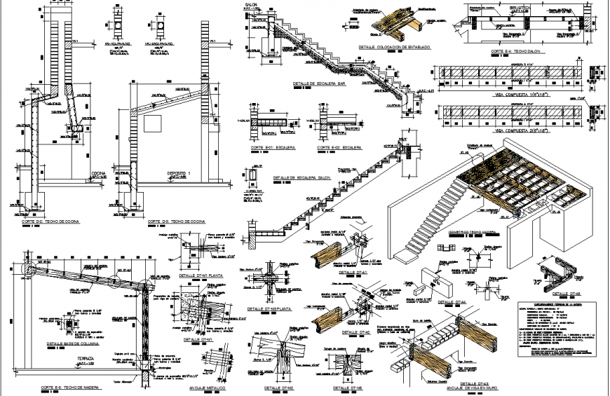 Wooden beam structural detail drawing in dwg AutoCAD file.