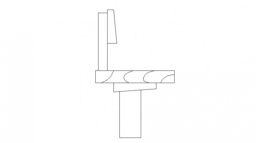 Wooden bench front elevation block cad drawing details dwg file