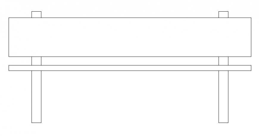 Wooden bench front elevation cad block details dwg file