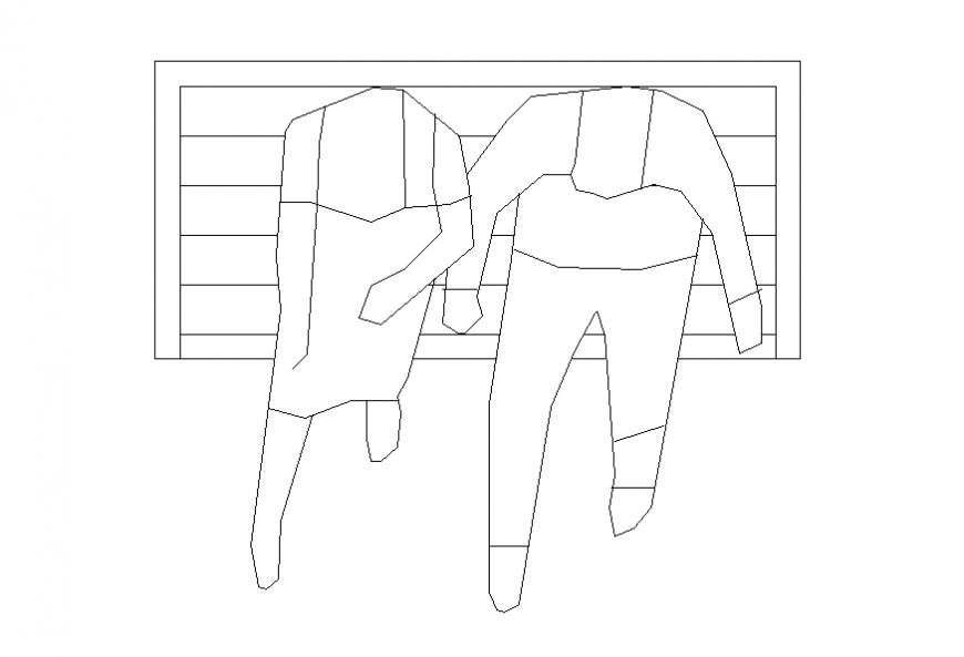 Wooden bench top view cad block details dwg file