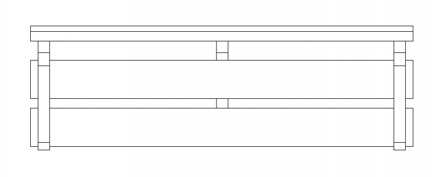 Wooden bench top view elevation cad block details dwg file