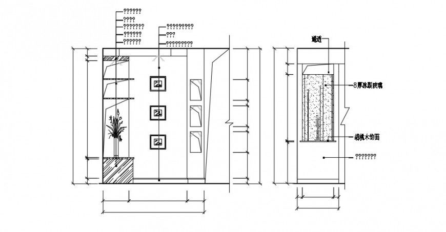 Wooden cabinet for drawing room entrance cad drawing details dwg file