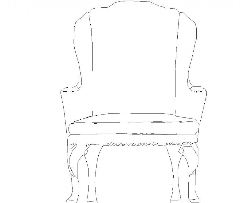 Wooden carved classical design chair in dwg AutoCAD file.
