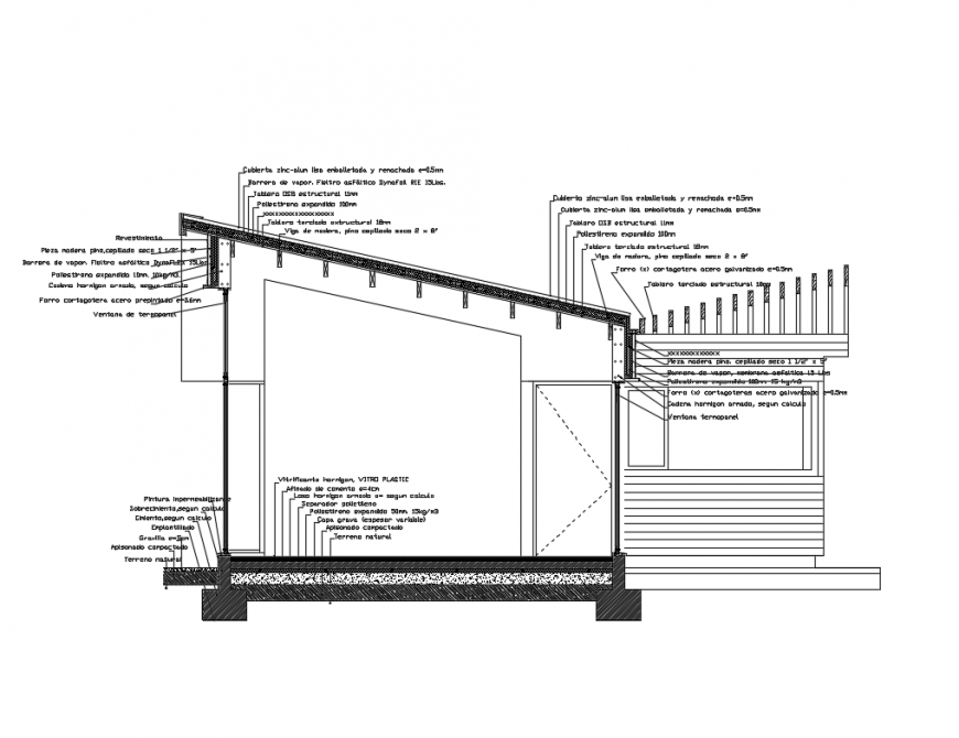 Wooden ceiling constructive-section details cad drawing dwg file