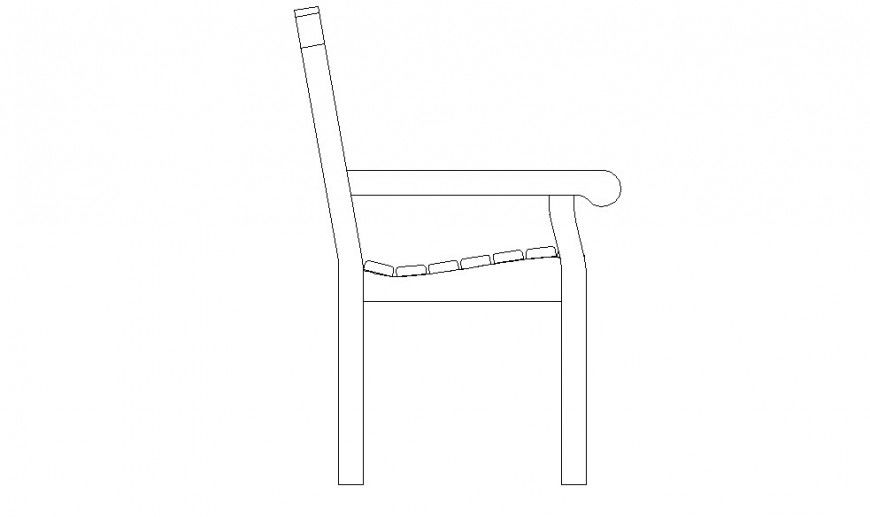 Wooden chair side view detail dwg file
