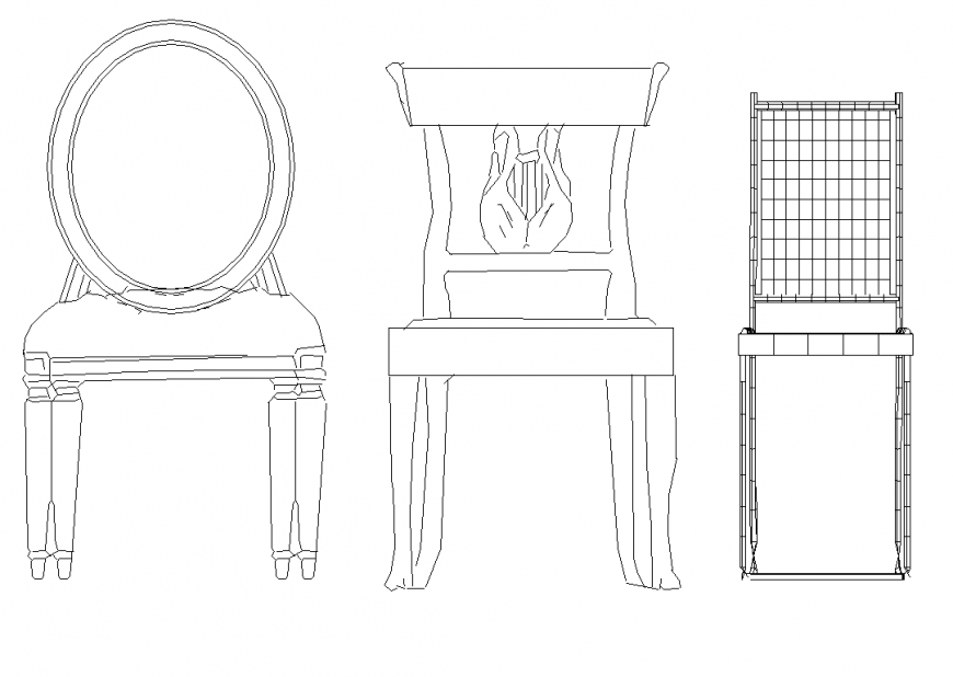 Wooden chairs furniture detail elevation CAD blocks layout autocad file