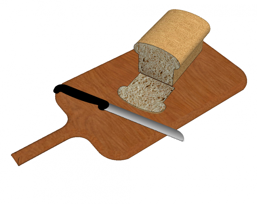 Wooden chopping board detail 3d model CAD block elevation Sketchup file