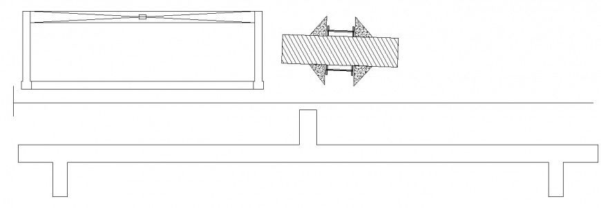 Wooden common bench all sided elevation cad drawing details dwg file