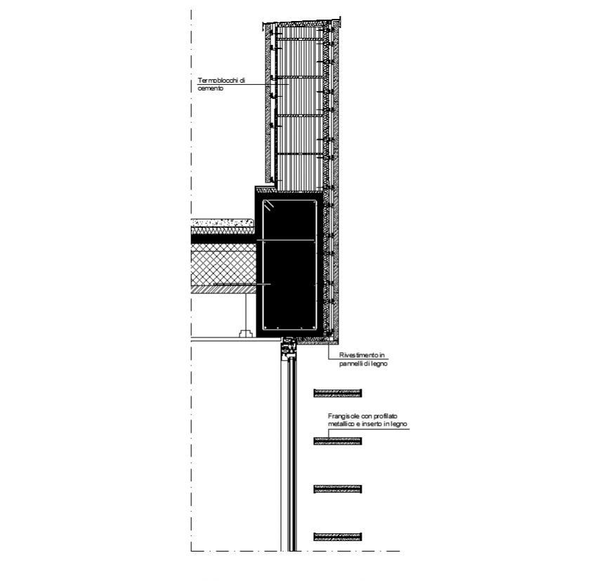 Wooden construction frame detail elevation 2d view layout dwg file