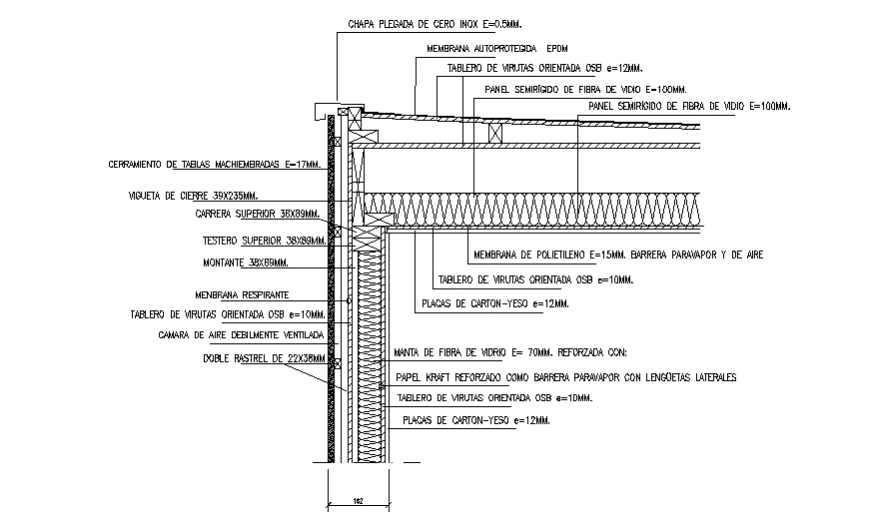 Wooden constructive structure details of building dwg file