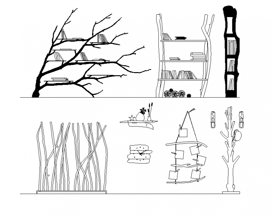 Wooden decoration detail elevation 2d view layout autocad file