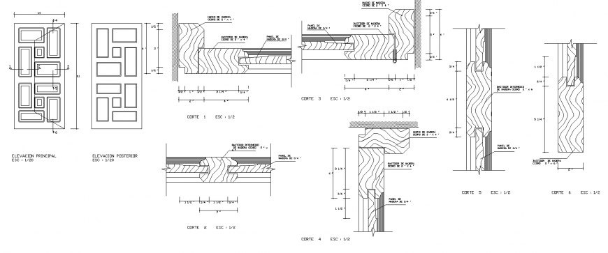 Wooden door detail drawing in dwg AutoCAD file.