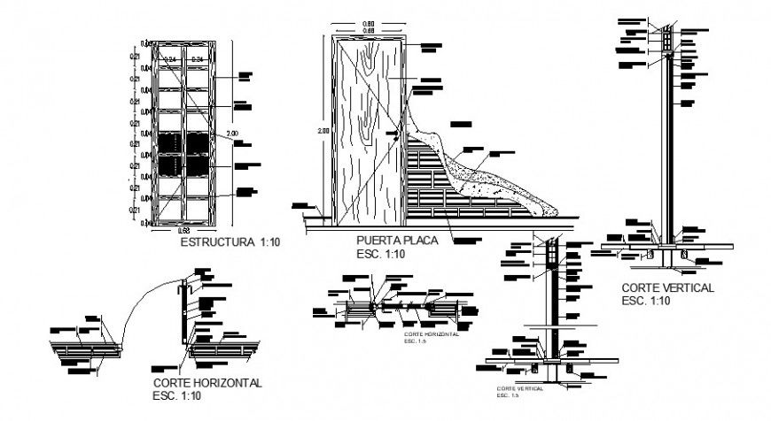 Wooden door drawings details in autocad 2d drawing