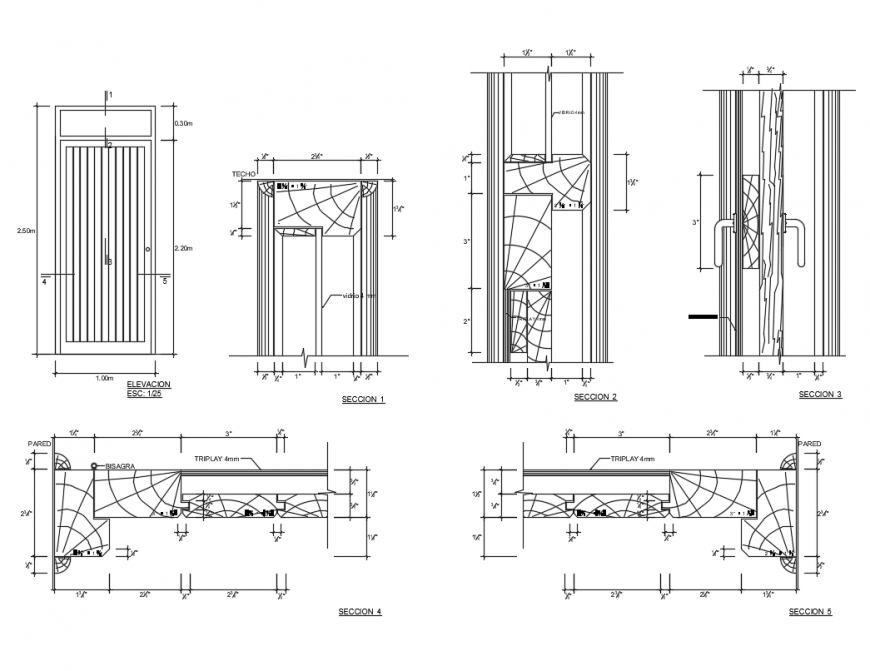 Wooden door DWG file in autocad format
