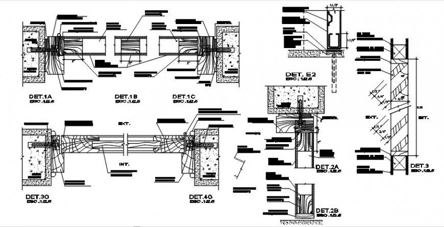 Wooden door framing and installation drawing details dwg file