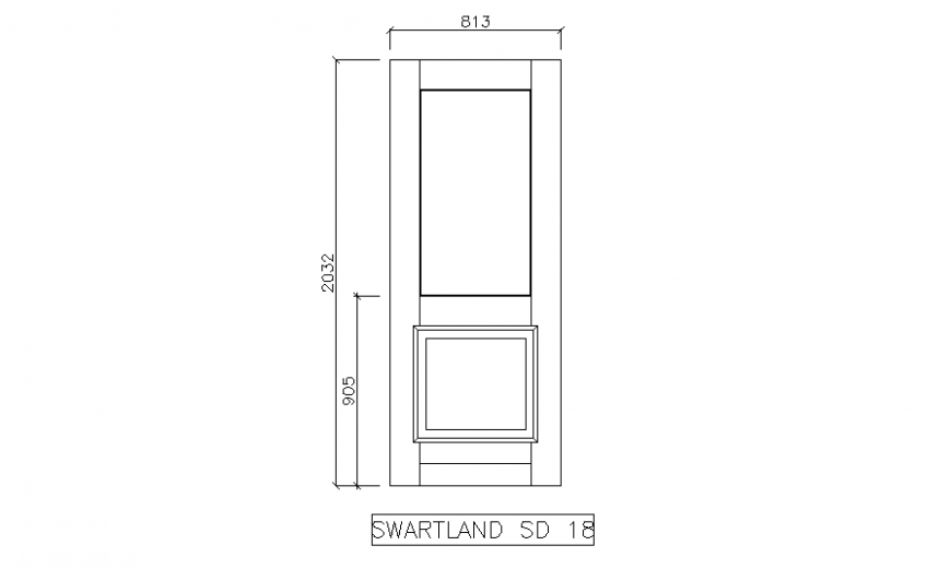 Wooden door front elevation cad block details dwg file