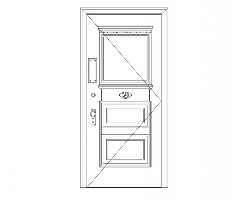 Wooden door front view elevation cad block details dwg file