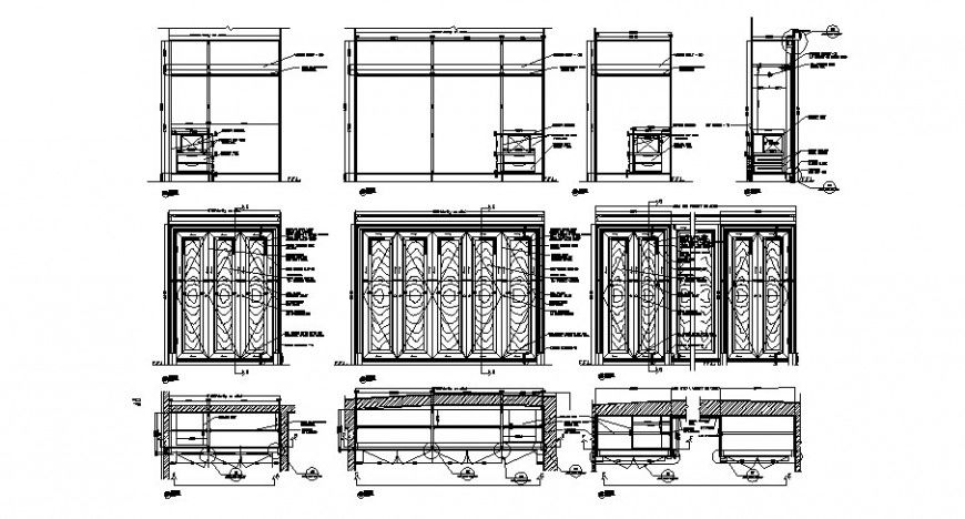 Wooden doors and windows elevation and installation drawing details dwg file