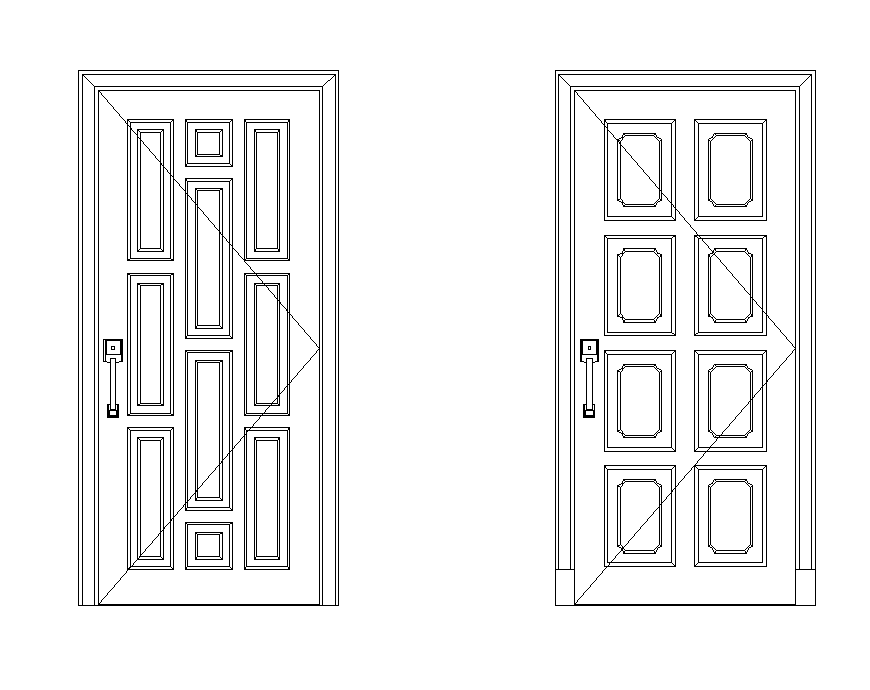 Wooden doors design detail CAD furniture detail elevation 2d view layout file