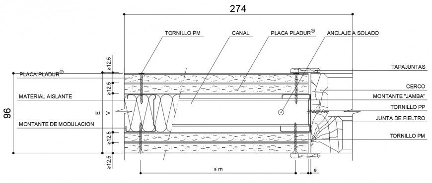 Wooden frame for door cad structure drawing details dwg file