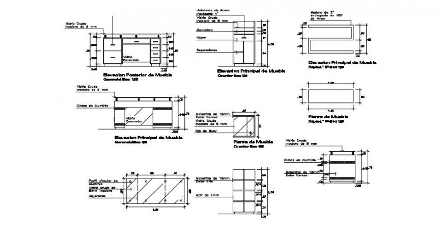 wooden furniture blocks detail cad file