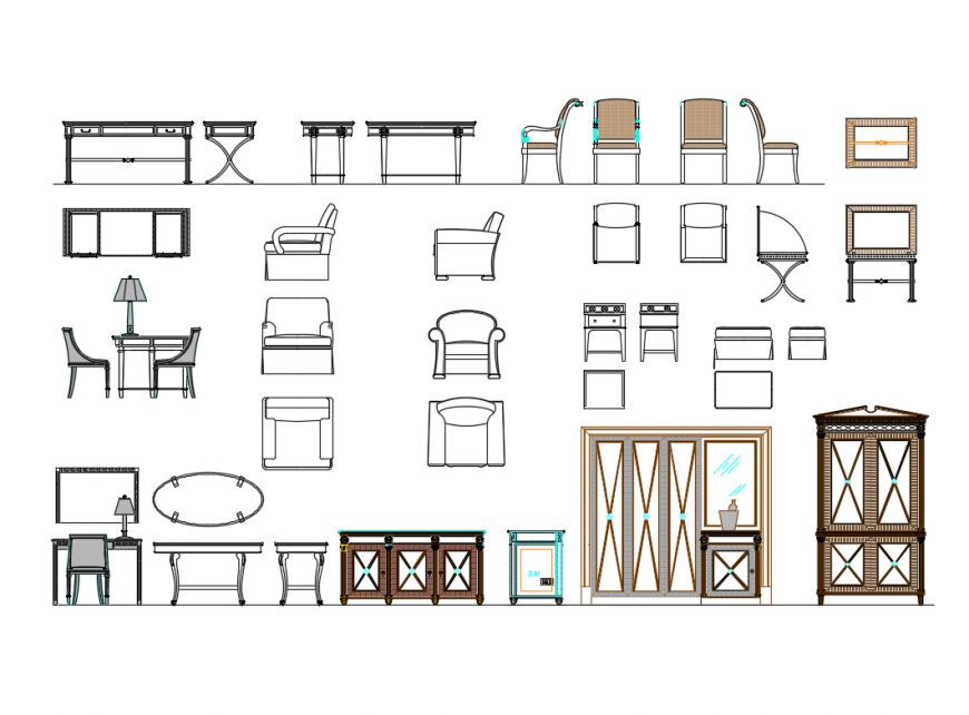 Wooden furniture cad blocks for hotel cad drawing details dwg file