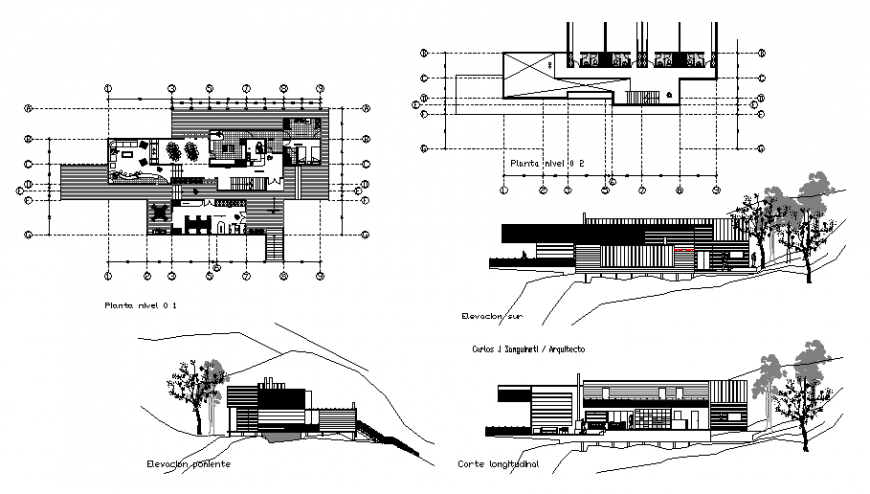 Wooden house on mountain working drawing in dwg file.