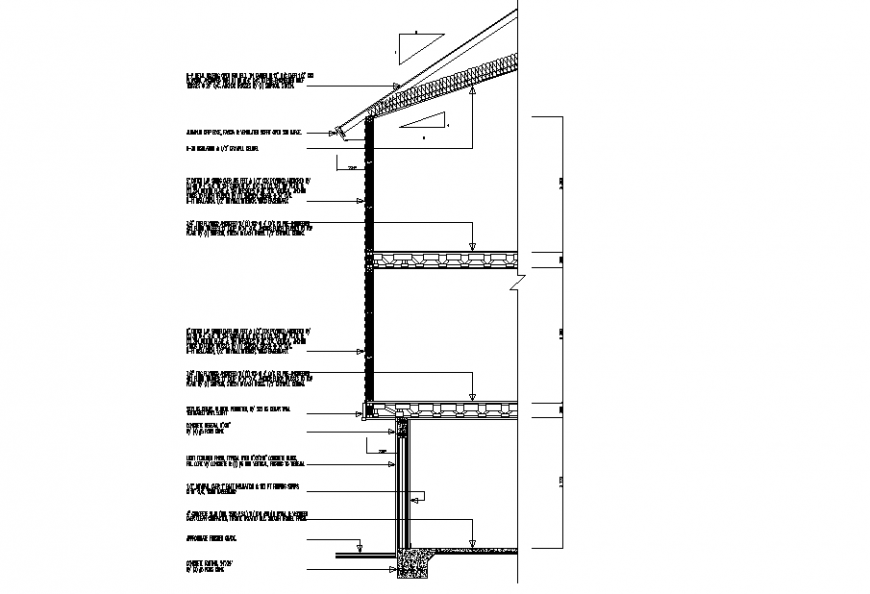 Wooden house section drawing in dwg file.