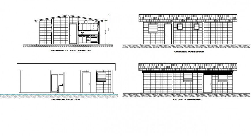 Wooden house sectional elevation drawing in dwg AutoCAD file.