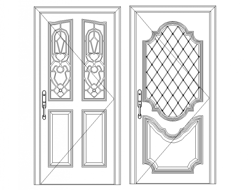 Wooden Interior door elevation layout file
