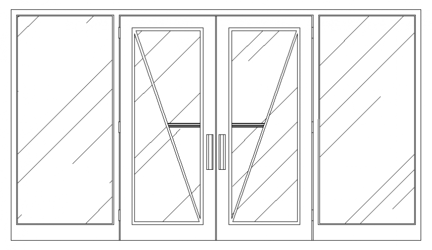 Wooden Interior glass doors detail dwg file